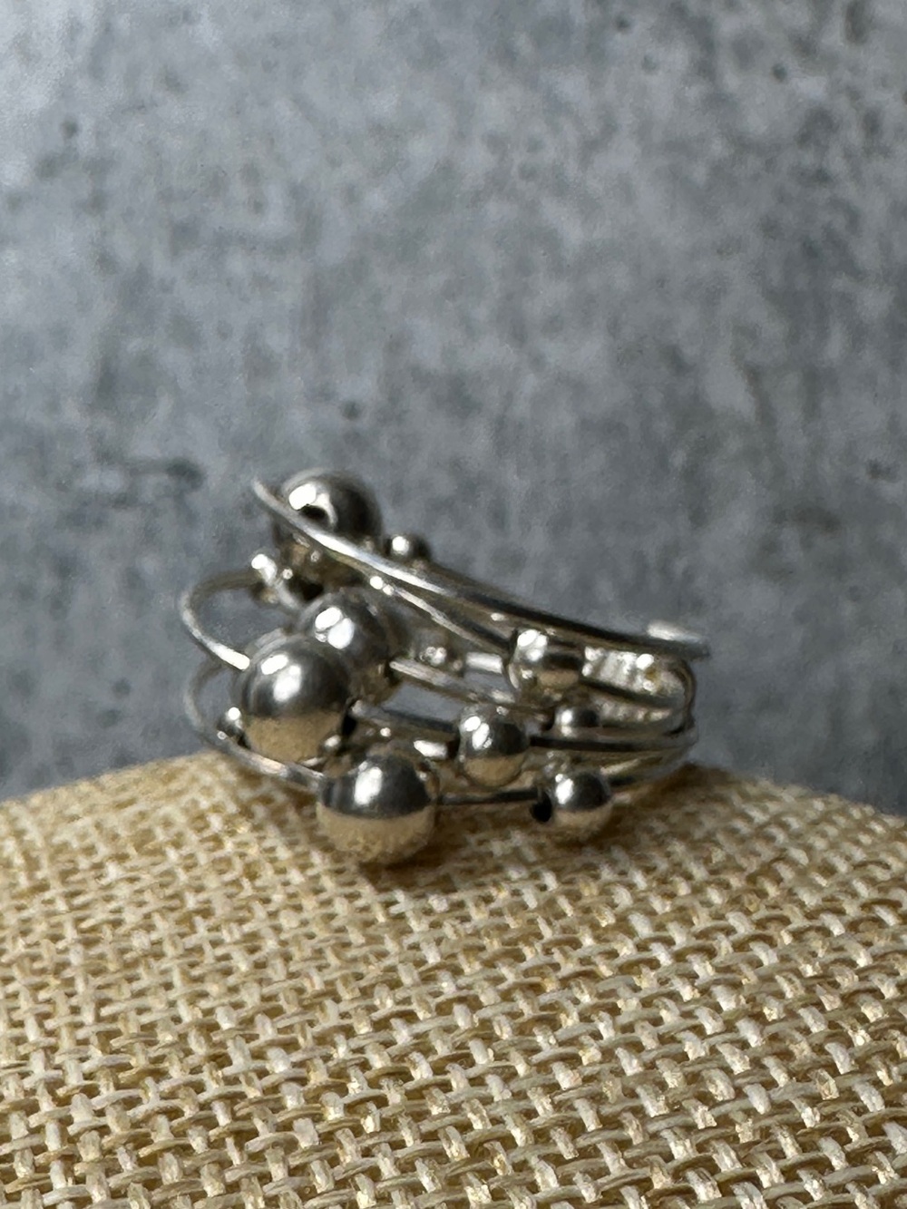Sterling Silver Multi-Band Bead Ring Fidget Ring Size 6 Made in Thailand